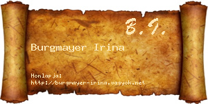 Burgmayer Irina névjegykártya